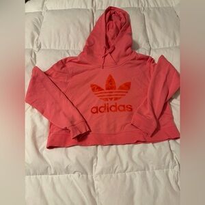 Cropped - Adidas Coral Pink Hoodie with Logo